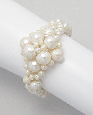 New Shaped White Cultured Fresh Water Pearl Bracelet