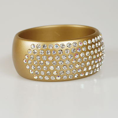 Crystal  Wide Gold Bangle Bracelet