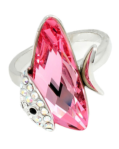 Pink Swarovski Crystal Fish Ring