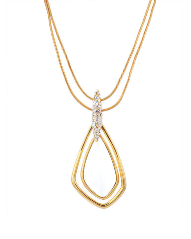 18K Gold Long Necklace, Cabochon