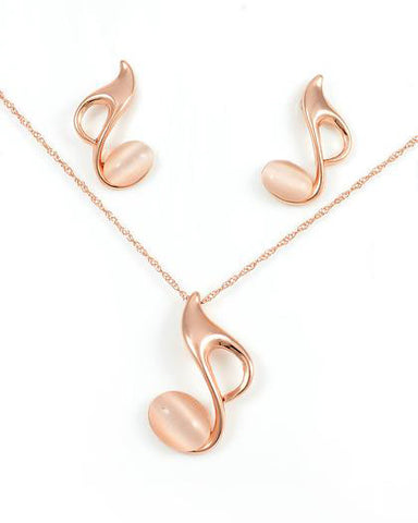 Music Note Rose Gold Necklace Set