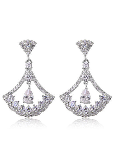 Sterling Silver Plated Crystal Short Dangle Earrings
