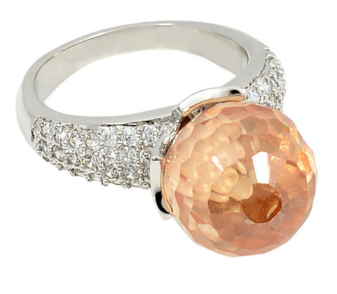 Disco Ring, Cubic Zirconia, Austrian Crystal, Apricot