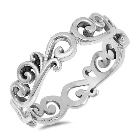 Swirl 925 Sterling Silver Band Ring