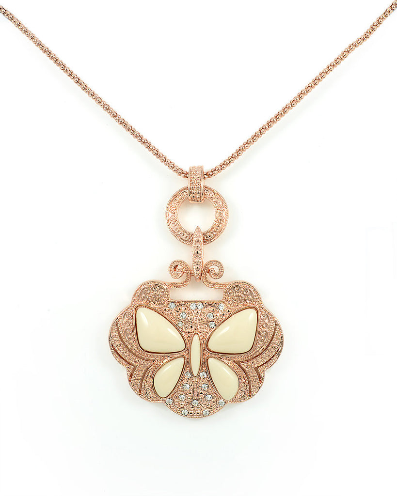 Rose Gold Plated Butterfly Long Necklace