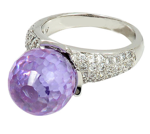 Disco Ring, Cubic Zirconia, Austrian Crystal, Lavender