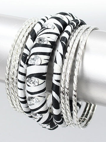 Wild Zebra Multi Bangle Bracelet