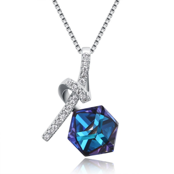 Swarovski Crystal 925 Sterling Silver Capri Blue 16" Necklace