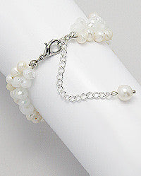 Modern Shaped White Cultured Fresh Water Pearl Bracelet