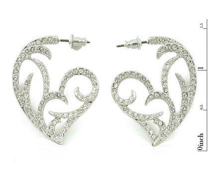 Platinum plated Gothic Heart Side Earrings