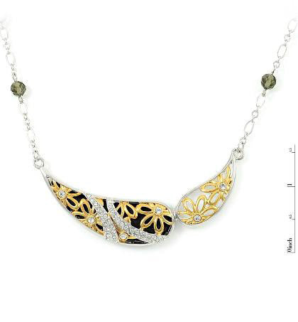 Ornate 14K Gold Plated Asymmetrical European Necklace