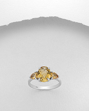Citrine Gemstone Birthstone Unique Ring in Sterling Silver