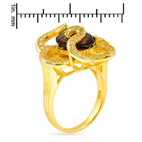 Ring, 18K Gold Plated 925 Silver, 4.73 CTW Topaz