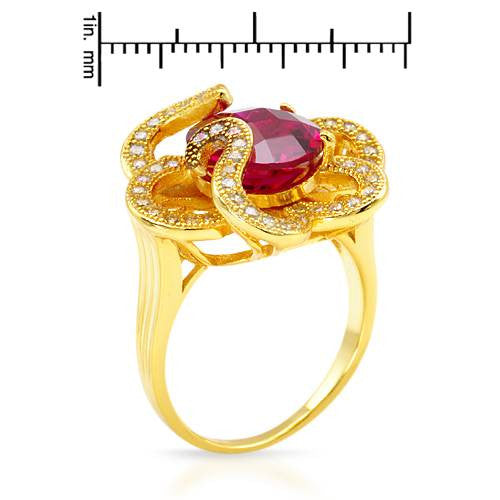 Rings, 18K Gold Plated 925 Silver, 5.36 CTW Ruby