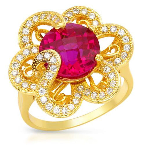 Rings, 18K Gold Plated 925 Silver, 5.36 CTW Ruby