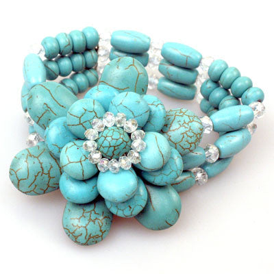 Western Turquoise Flower Stretch Bracelet
