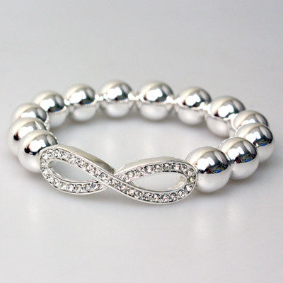 Silver Infinity Stretch Large Bead Bracelet