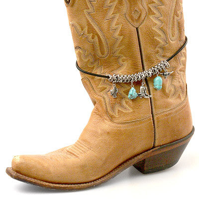 Boot Jewelry, Wrapped Chain, Turquoise, Charms
