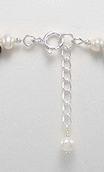 Three-tier White Cultured Fresh Water Pearl V-Neckace with Anti-Tarnish Sterling Silver