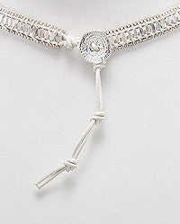 Elegant White Leather Wrap Bracelet or Necklace