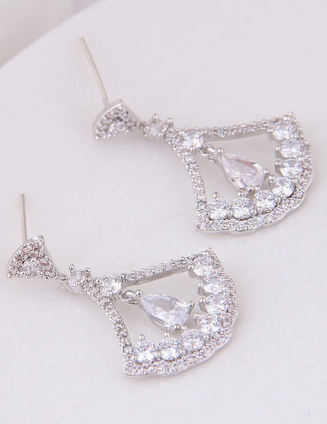 Sterling Silver Plated Crystal Short Dangle Earrings