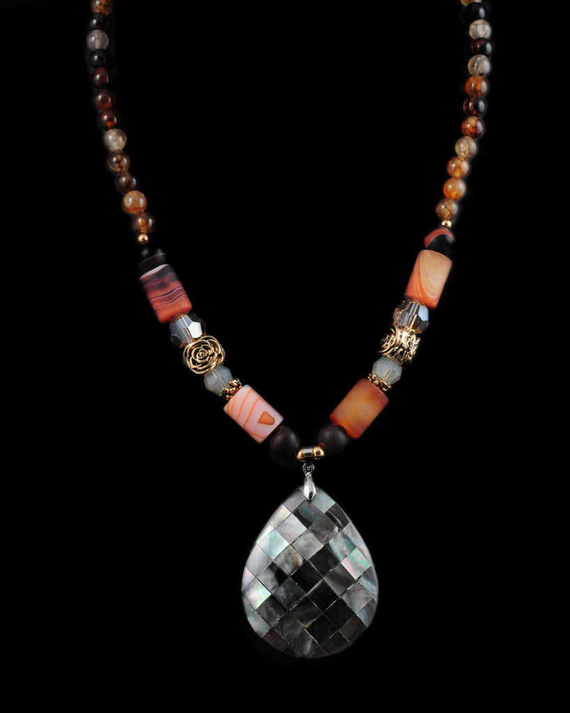 Trunk Show Handmade Swarovski Beaded Pendant Necklace, Dynasty