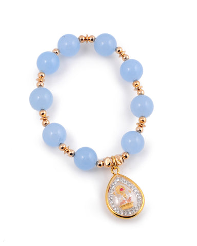 Exotic Jewels Collection High Quality Crystal and Beads Yoga Bracelet Lt. Blue Water Drop