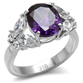 Marquise Cut Amethyst Stainless Steel Ring