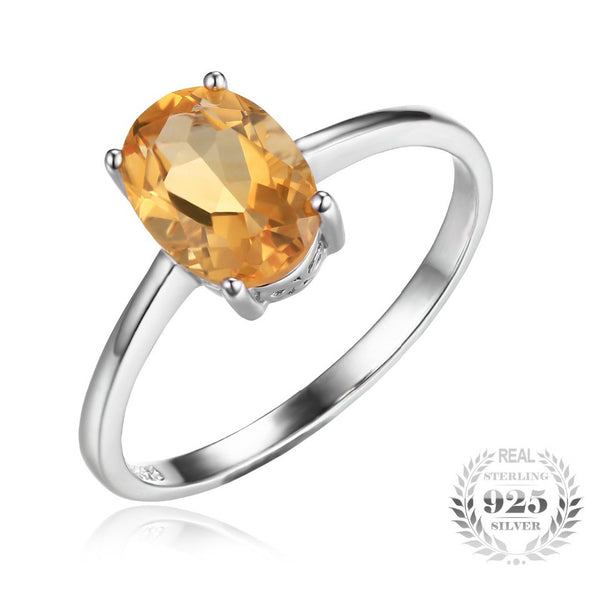 Oval 1.4ct Citrine Birthstone Solitare Ring in Sterling Silver