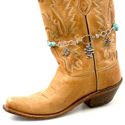 Western Cross Boot Anklet Chain Link