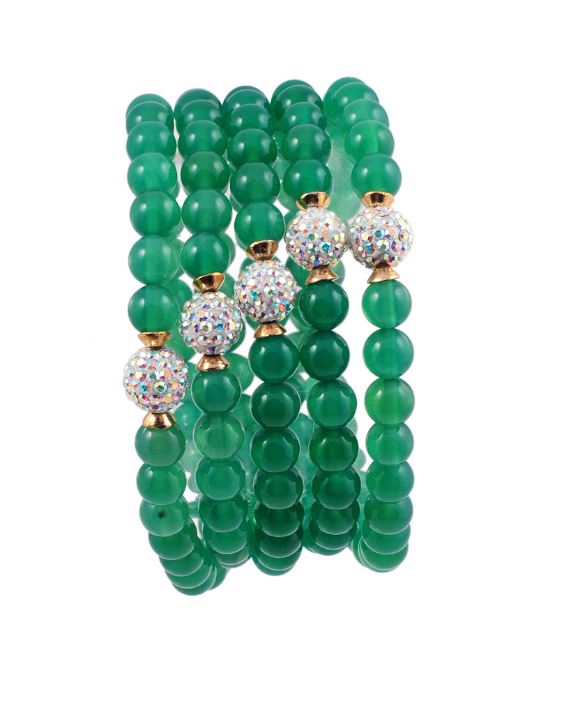 Exotic Jewels Collection High Quality Crystal and Beads Yoga Bracelet Green