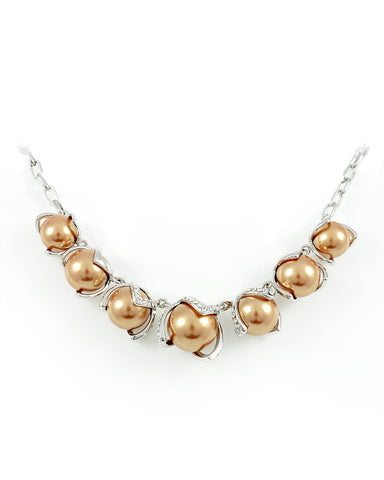 18K White Gold Plated Dream Gold Pearl Necklace