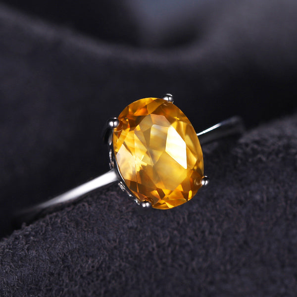 Oval 1.4ct Citrine Birthstone Solitare Ring in Sterling Silver
