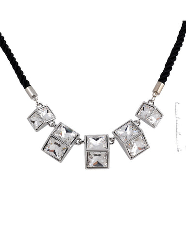 Palladium, Pyramid Crystal Necklace, High Quality