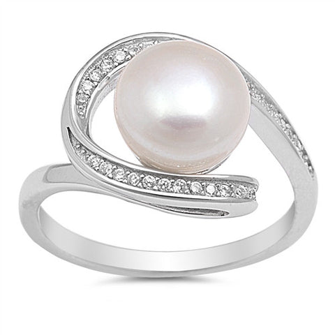 Natural Pearl Sterling Silver Swirl Ring