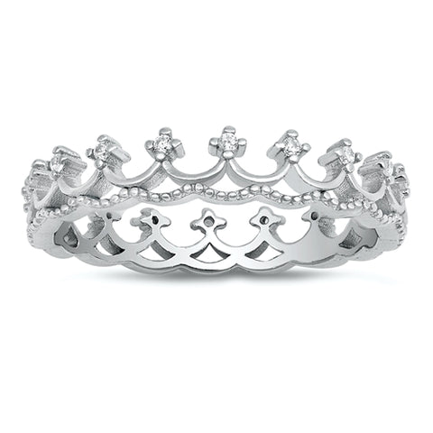 Crown Cz 925 Sterling Silver Ring