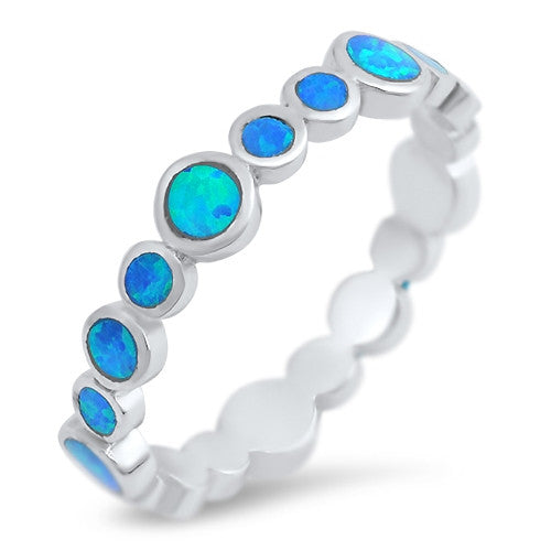 Blue Lab Opal Ring With 925 Sterling Silver Band