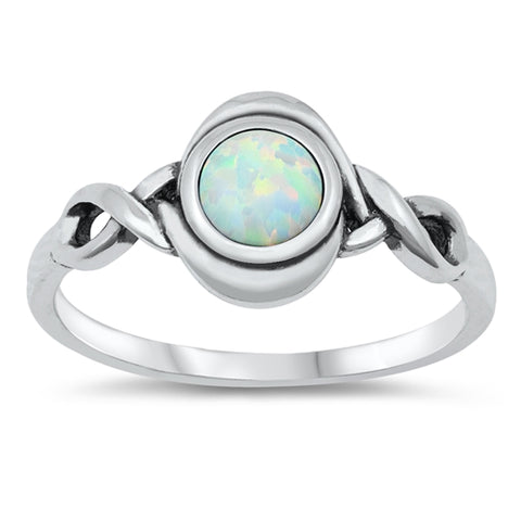 Sterling Silver 925 Open Infinity Lab Opal Ring