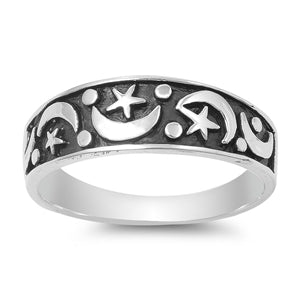 Celestial Sterling Silver Ring Band