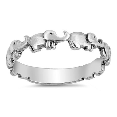 Elephant Sterling Silver Ring Band