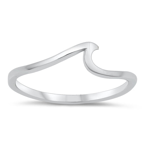 Single Wave 925 Sterling Silver Ring With Rhodium Anti-tarnish