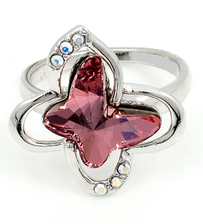 Swarovski Ring, Rockin' Butterfly, Fuchsia Crystal