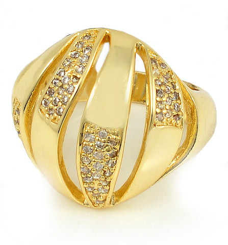 Golden Ring Design, High Quality 18K Gold and Cubic Zirconia Ring, Smash