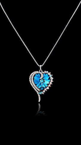 Swarovski Crystal Capri Blue Valentine Heart Necklace