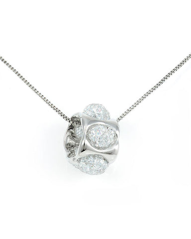 18K White Gold Tumbler Necklace filled with CZ