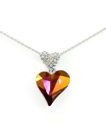 Swarovski Crystal Twin Heart Necklace, Amethyst