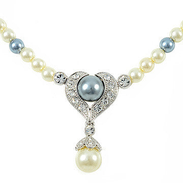 Designer Venetian Pearl Crystal Heart Necklace