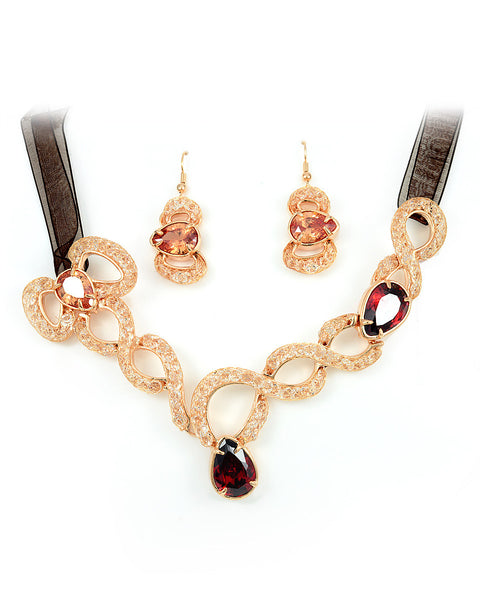 18K Rose Gold Swarovski Crystal Jewelry Set