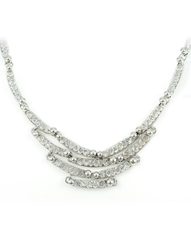 New Silver Netted High Quality CZ Short Necklace
