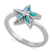 Starfish Lab Blue Opal with Cz 925 Sterling Silver Ring